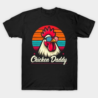 Vintage Chicken Daddy sunglasses usa flag : Funny Poultry Farmer Mens Fathers Day gift for dad T-Shirt